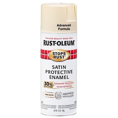 Rust-Oleum Spray Paint, Shell White, Satin, 12 oz 345398
